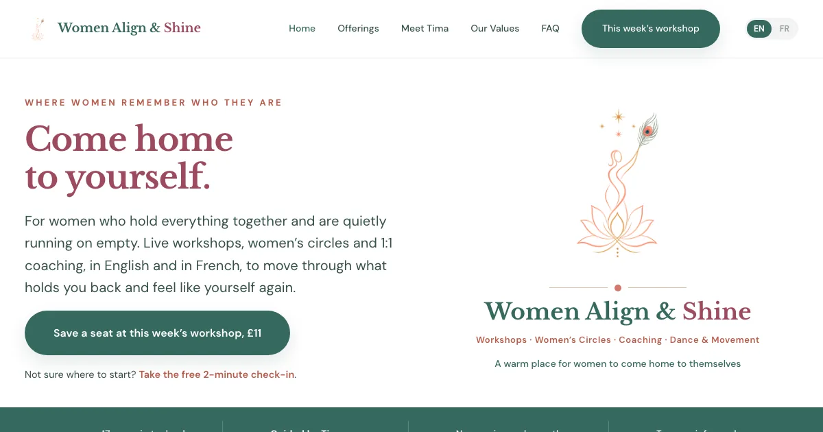 Women Align and Shine home page